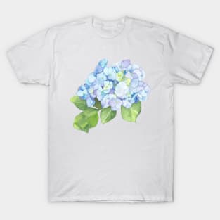 Blue Hydrangea, floral watercolor painting T-Shirt
